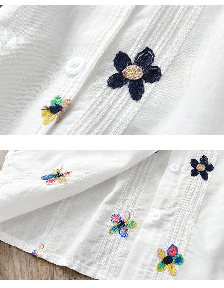 Áo mới mùa thu 2018 bé gái ngoại quốc thêu áo sơ mi nữ dài tay cotton bé gái sơ mi búp bê quần áo trẻ em 10 tuổi