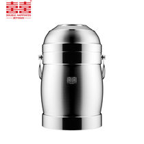 Double Happiness Insulation Lunch Box 304 Stainless Steel Insulation Barrel Long Vacuum Large Capacity Rice Barrel Office workers Portable Multi-Layer