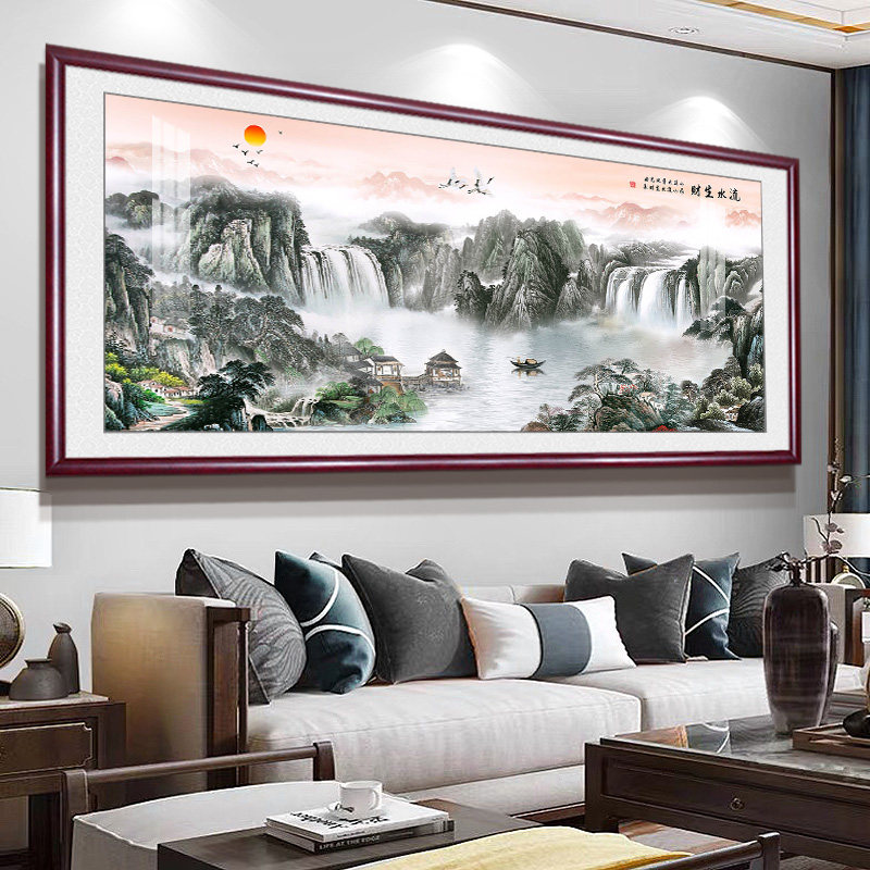 National Painting Solid Wood Glass Living Room Decoration Painting Sofa Background Wall Murals Chinese Landscape Painting Office Calligraphy And Paintings Hung Painting-Taobao
