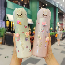 Net red high value thermos cup bounce cover girl heart straight Cup simple sports Cup children portable cup