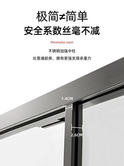 一字型推拉门浴屏白色淋浴房干湿分离卫生间浴室隔断玻璃移门推拉