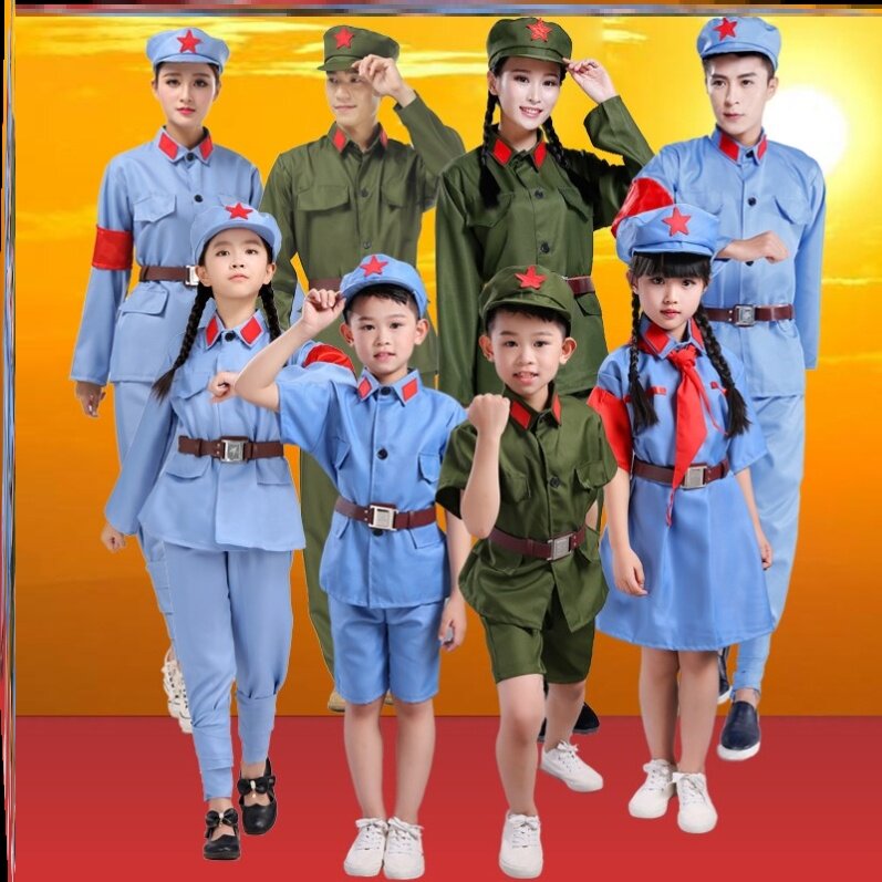 Children's Little Red Army Red Star Shining Dance Performance Costumes Lei Feng Spirit Passed From Generation to Generation Red Song Choir Performance Costumes New