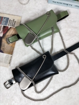 Small fanny pack with belt Womens street trend Detachable chain bag decoration with skirt top jeans ins