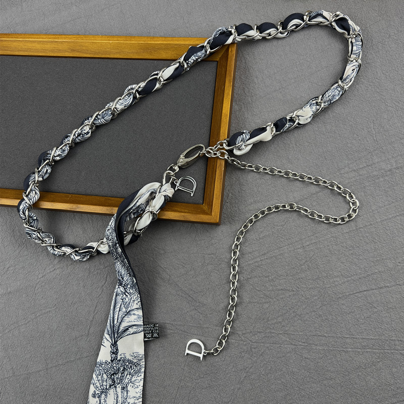 Silk Scarf Woven Waist Chain for Women, New 2026 Style Decorative Accessory for Sweaters, Dresses, Jeans, Metal Belt Accessory