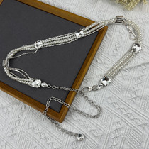Small fragrant wind pearl waist chain accessories ladies rhinestone chain belt decoration with skirt sweater suit metal chain