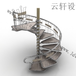 中式欧式现代楼梯3d模型旋转木质铁艺楼梯扶手栏杆3dmax模型-37