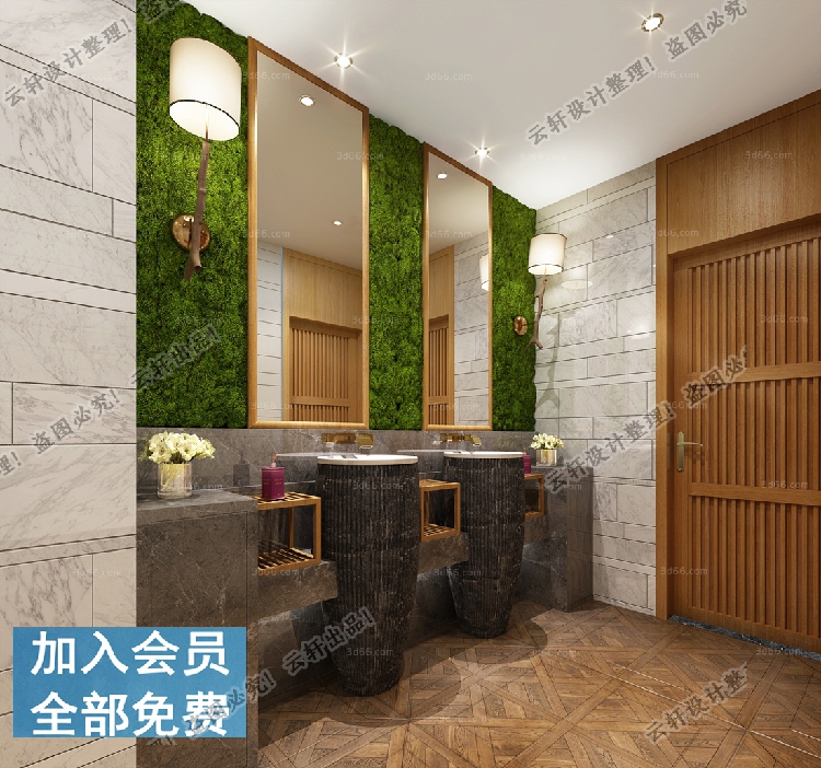 现代中式欧式卫浴空间3dmax模型家装卫生间洗浴室3d模型-9