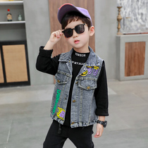 Boy cowboy waistcoat outside wearing childrens waistcoat vest baby spring and autumn slim fit baby boomers Damp Shoulder