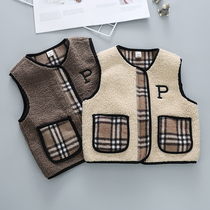 Childrens dress Ocean Gas waistcoat Autumn Winter New Korean version Boys Thickened Goat Fleece Jacket Baby Winter Kan Shoulder Vest