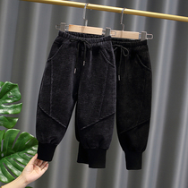Boy Garsuede pants new baby thickened Childrens autumn clothes Boys Huffg casual pants Boys winter long pants