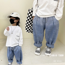 Boy jeans Spring loaded with childrens damp spring autumn boys Childrens pants handsome 2022 New Yangqi Childrens clothes