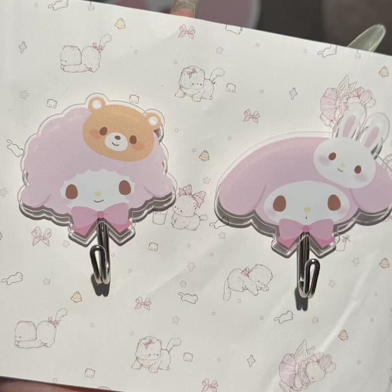 Cute Melody Sheep Hook, Dormitory No-Drill Adhesive Hook, Kitchen Bathroom Gift, Sanrio Merchandise for Students