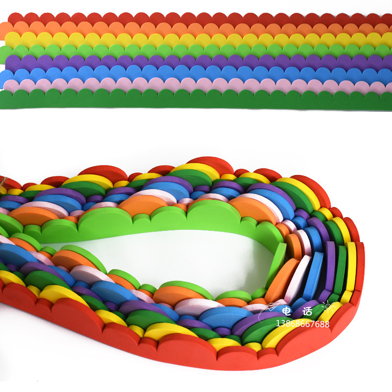 Kindergarten classroom board newspaper layout border railing wave strip solid color foam creative tool material lace