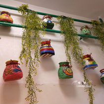 Bamboo basket hanging kindergarten handmade creative Meilao diy decorative materials Wall decoration Corridor home environment layout