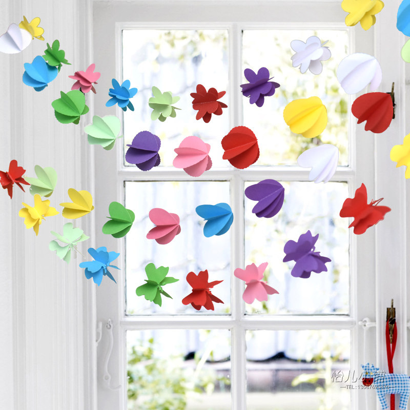 Paper flower three-layer charm dress up Holiday Kindergarten corridor classroom Air decoration Shopping mall home dress up