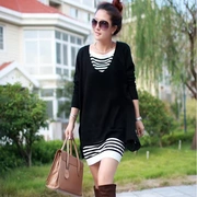 Mới mùa thu mới dây đeo váy phần dài kích thước lớn phụ nữ lỏng lẻo của thời trang hai mảnh phù hợp với 2018