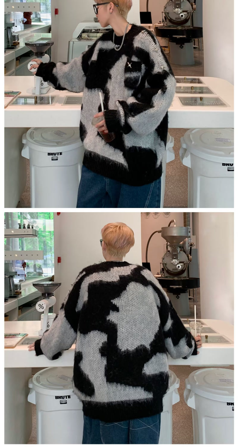 Women's Knitted Tie Dye Pullover Sweater Autumn Winter Fleece Top_voghion.com