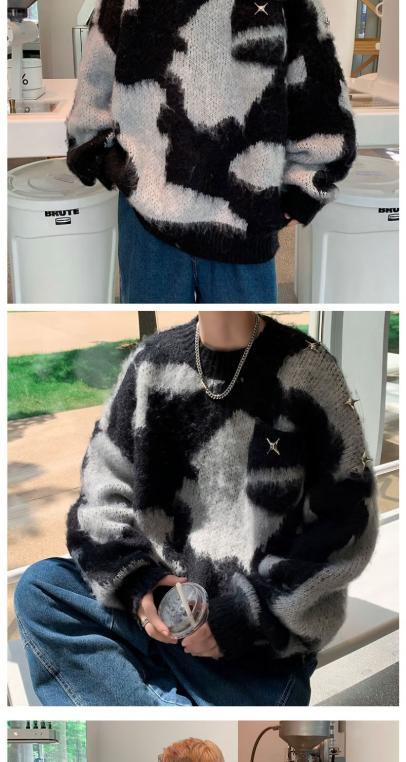 Πλεκτό πουλόβερ Lazy Tie Dyed για γυναίκες, φθινόπωρο και χειμώνα, νέο χαλαρό τοπ από φλις βιζόν M5619-P55_voghion.com