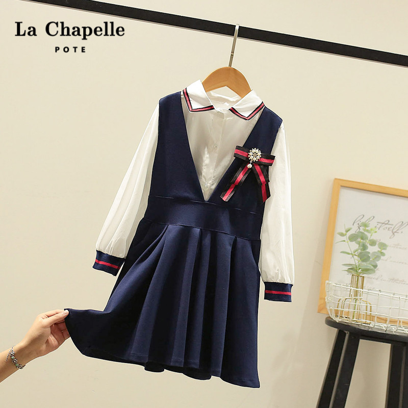 Lashabel Children's Gas Kids in the Large Girl 2022 Casual Spring Dress Shirt Shirt Two Pieces