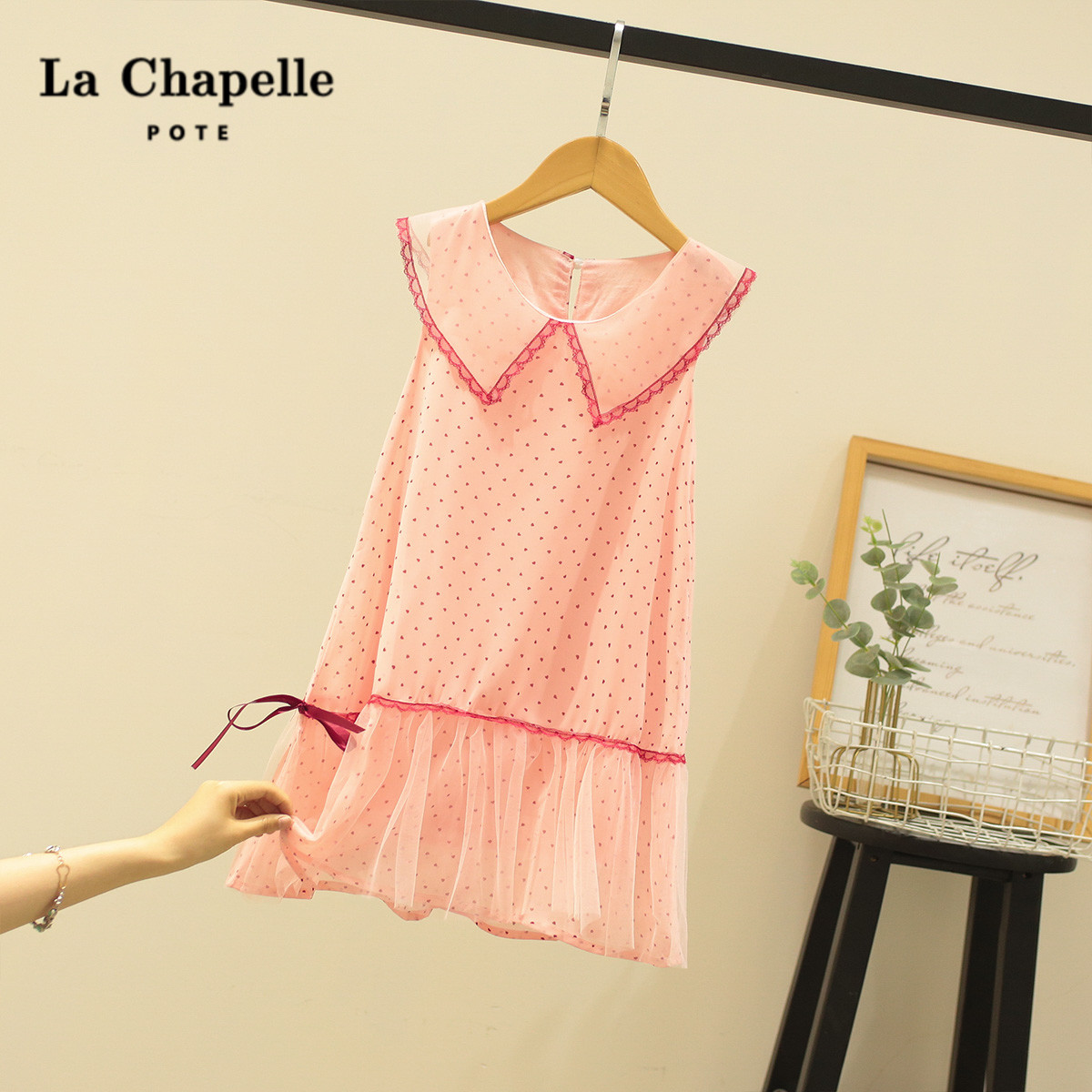 Lashabelle Children's Clothing Girl Han Edition Polo Dot Foreign Dress Children's Nets Red Tennis Dress Playful Dolls Collar Vest Dress