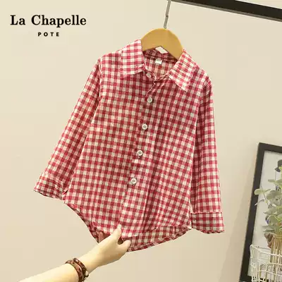 La Chapelle Children's Spring and Autumn Long Sleeve Top Shirt 2021 Spring Dress New Chinese Boys and Girls Blouse base shirt
