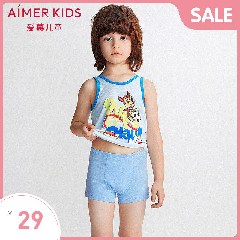 AIMER Children's underwear Boys angel pants Cotton Woof team Mao Mao IP joint four corners underwear AK2231933