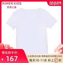 Adoring children Modal boys and girls parent-child bottoming out to wear summer wild white short-sleeved T-shirt top without trace
