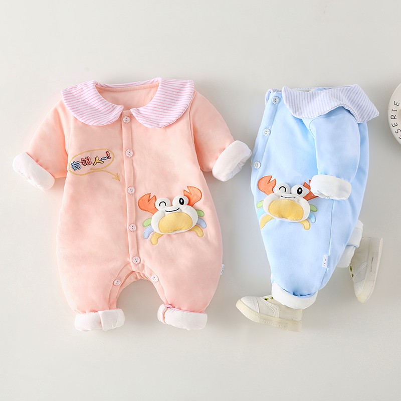 Baby jumpsuit spring and autumn clothes cute cartoon baby cotton warm clothes thin cotton newborn autumn and winter quilted jacket