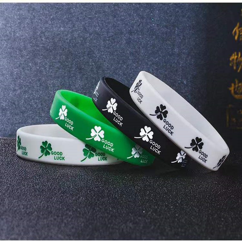 Tide card Lucky Four Leaf Grass Silicone Luminous Bracelet for men and women Students basketball Fashion Rubber wristband lovers bracelet-Taobao