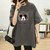 Pure cotton short sleeve t-shirt female pregnant woman Summer fit Han version Chains Chains large code loose and compassionate blouses slim fit cartoon