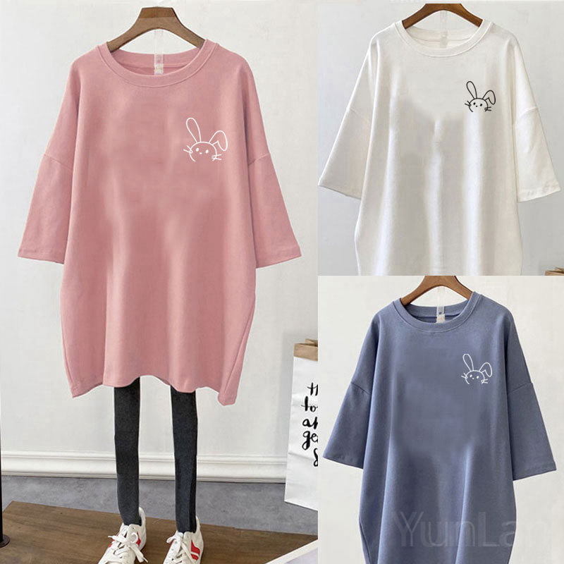 New Korean Style ins Pure Cotton Maternity T-Shirt Women's Short-Sleeved Mid-Length Top Loose Thin Summer Versatile Half-Sleeve