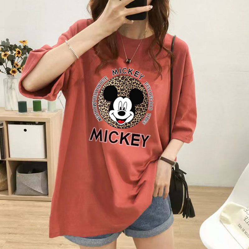 2022 New Gestational Woman Dress Short Sleeve T-shirt Woman Loose Large Size Blouse Pure Cotton Medium Long Version Half Sleeve 100 Hitch Summer