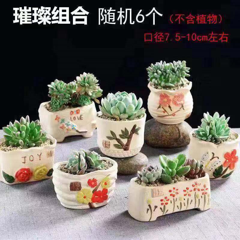 Korean special offer a clearance large fleshy flower pot ceramics large - diameter meat meat plant coarse pottery breathable creative flower pot