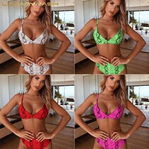 2019 European and American swimsuit snake pattern BAO WEN print sexy high waist bikini holiday swimsuit bikini split swimsuit