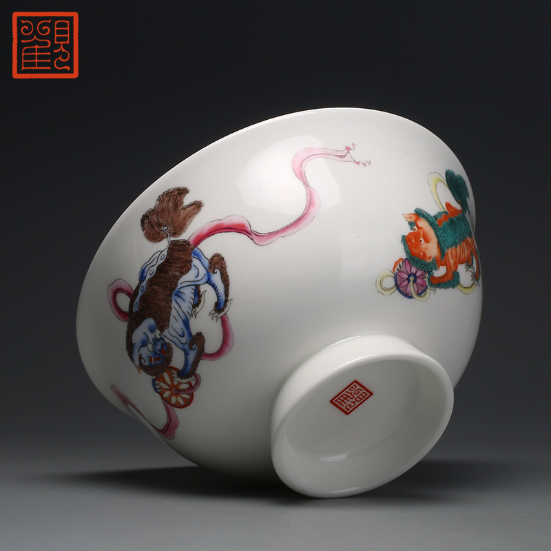 Museum of restoring all the best three lions to use two gift boxes of jingdezhen ipads China 4 "rainbow such as bowl bowl to bowl