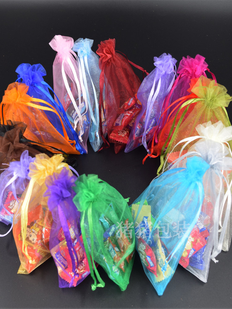 Small bag Small Christmas gift bag Solid color multi-color color beam mouth mesh breathable happy Candy Happy Egg bag