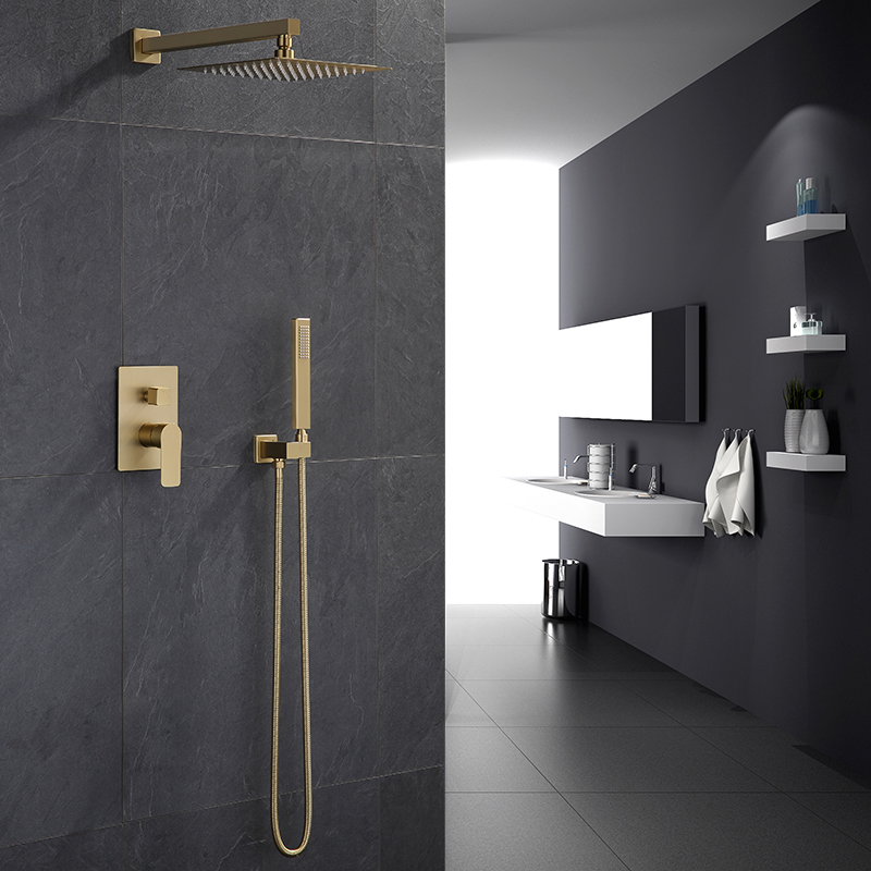 skao full copper concealed mounted wall shower matte brushed gold recessed gold shower concealed shower kit