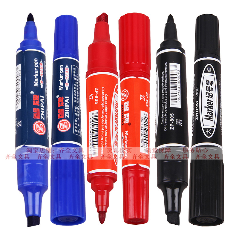 Zhi brand ZP805 large double-head marker pen box head oily pen logistics express big head pen can not wipe off pen stationery