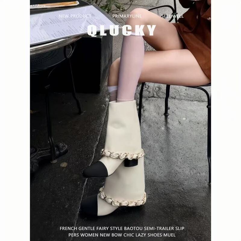 Sheepskin Version ~ 2026's Super Popular Miu Miu Style Boots, Chanel-Inspired Bootcut Boots, Chunky High-Heeled Mid-Calf Boots for Women