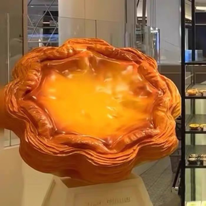 Internet-Famous Realistic Egg Tart Model for Bakery Shop, Mall Sign, Storefront Background Wall, Floor-Standing Decoration, Eye-Catching for Photo-Taking and Social Media