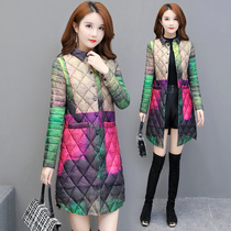 Cotton-padded womens long knee 2020 winter New Fashion light and thin down cotton jacket