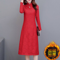 Cheongsam modified version dress plus velvet thickened 2020 autumn and winter New temperament noble lady foreign style high-end Chinese style
