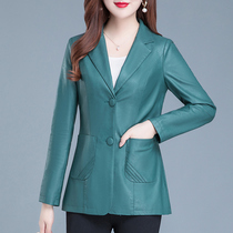 Leather clothing women 2020 Autumn New temperament suit collar Korean version of Joker foreign style forty years old leather jacket coat tide