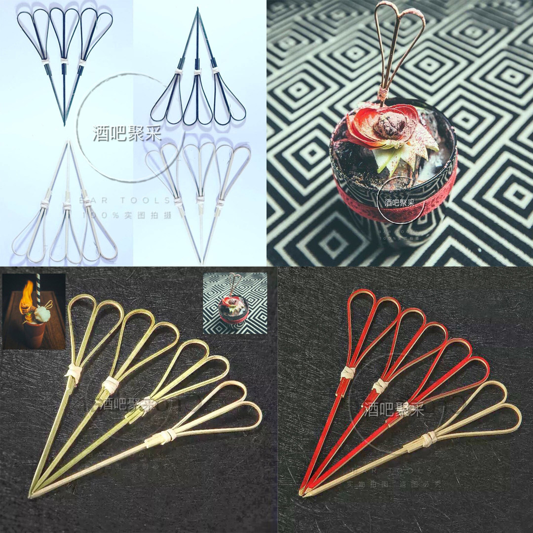 Bar Poly-Scissors Cocktail Decorative Sign Heart-shaped Cocktail Sign Bamboo Sign Cocktail Sign 100