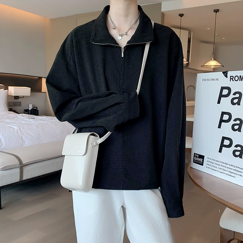 Осенняя толстовка с молнией, куртка, на молнии, оверсайз, высокий воротник