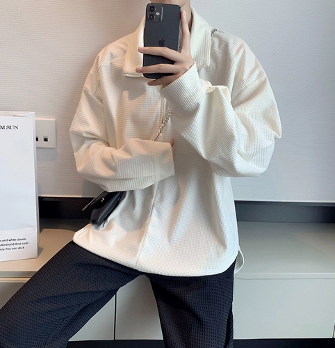 Осенняя толстовка с молнией, куртка, на молнии, оверсайз, высокий воротник