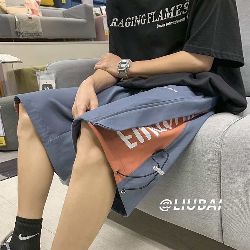 American hiphop pants design sense niche basketball shorts men's tide brand ins explosion models over the knee 6 six-point pants summer