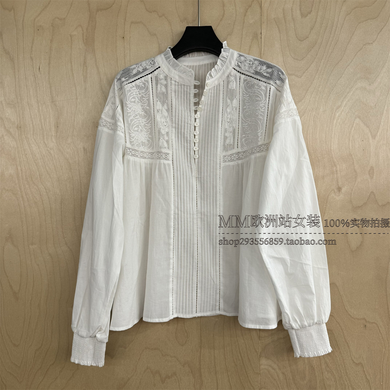 Same Style as in the Mall, European Station 2026 Spring New High-End Lace Embroidery Loose-Fitting Court-Style Shirt 734785