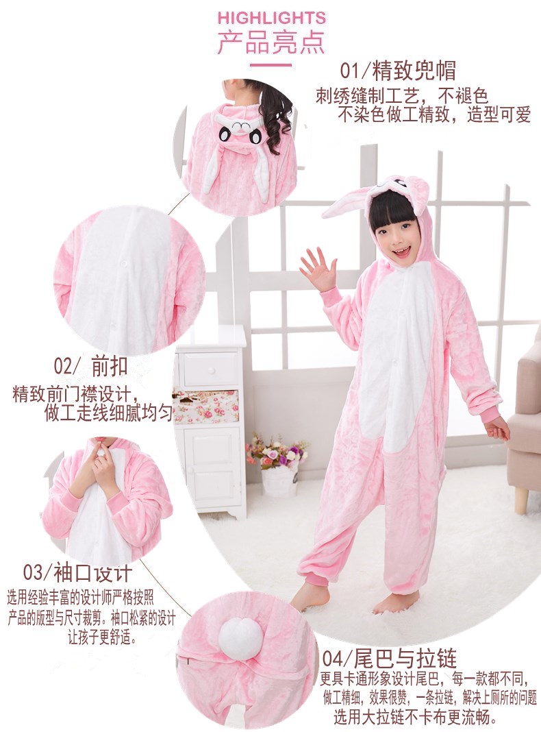 Nam và nữ trẻ em phim hoạt hình động vật đồ ngủ liền kề flannel bột màu xanh thỏ thỏ phụ huynh-trẻ em trang phục ngày lễ quần áo trẻ sơ sinh