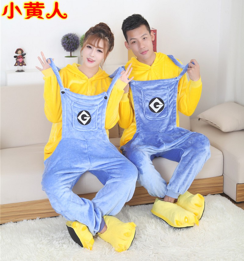 Mùa thu và mùa đông gấu trúc nhỏ gấu trúc vàng hoạt hình đồ ngủ một mảnh nam nữ động vật Phiên bản Nhật Bản và Hàn Quốc của quần áo biểu diễn anime cha mẹ-con kiểu đồ bộ đẹp